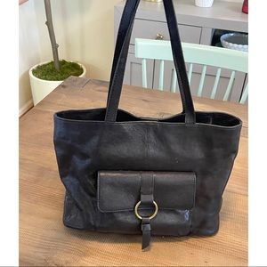 Large black soft leather FRYE TOTE.